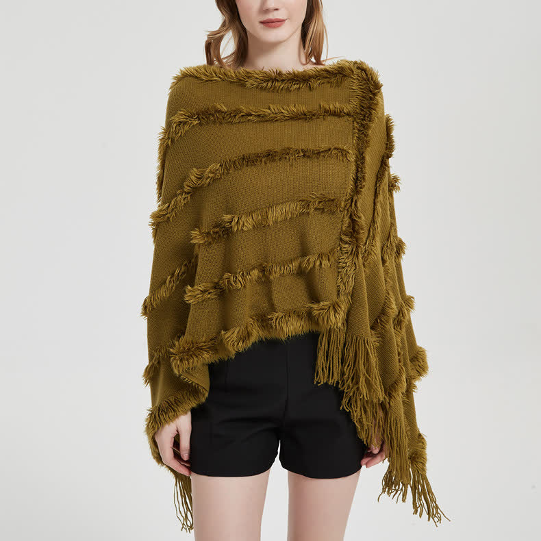 Cardigan châle à franges de couleur unie Olivenorma - image 4