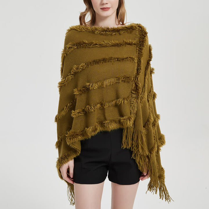 Cardigan châle à franges de couleur unie Olivenorma - image 4