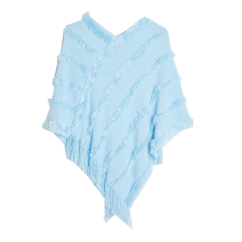 Cardigan châle à franges de couleur unie Olivenorma - Bleu - image 8
