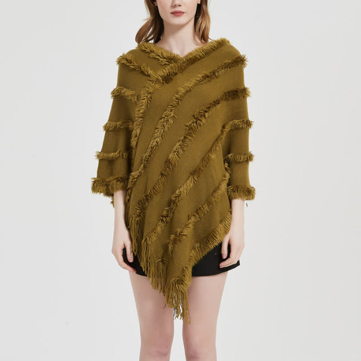 Cardigan châle à franges de couleur unie Olivenorma - image 7