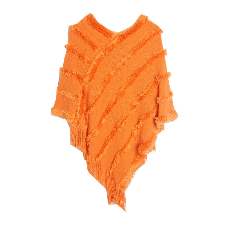 Cardigan châle à franges de couleur unie Olivenorma - Orange - image 10