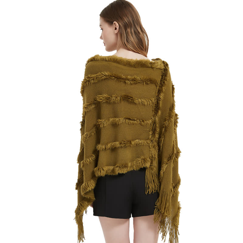 Cardigan châle à franges de couleur unie Olivenorma - image 1