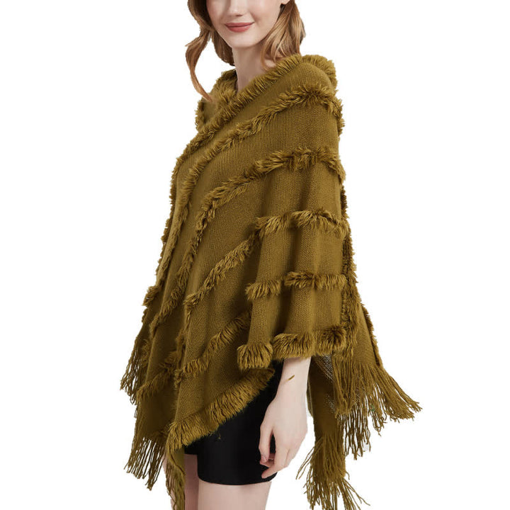 Cardigan châle à franges de couleur unie Olivenorma - Kaki - image 0