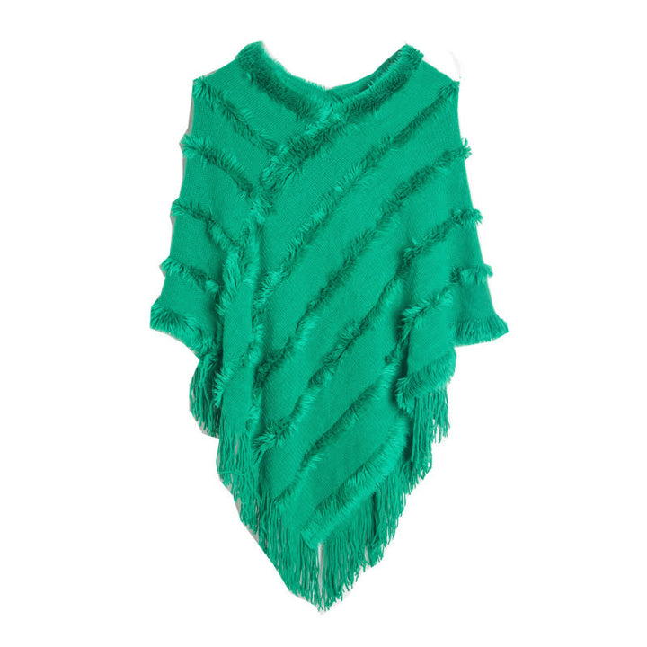 Cardigan châle à franges de couleur unie Olivenorma - Vert - image 12