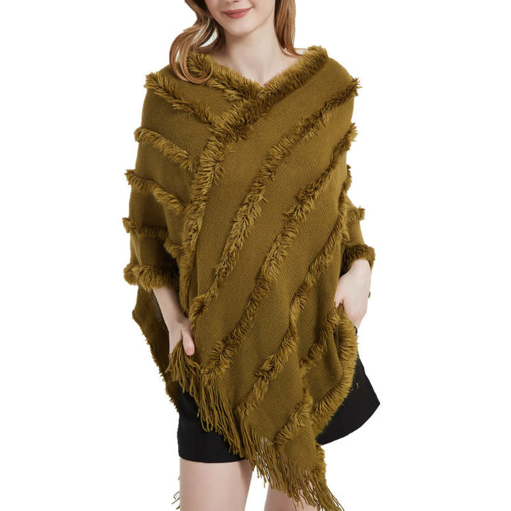 Cardigan châle à franges de couleur unie Olivenorma - image 2