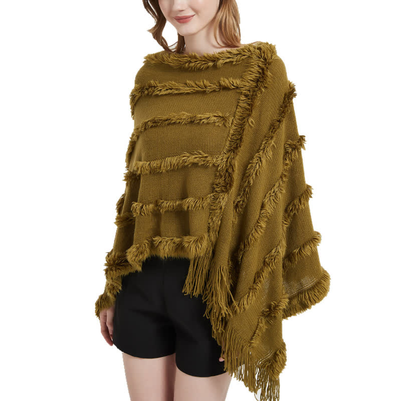 Cardigan châle à franges de couleur unie Olivenorma - image 3