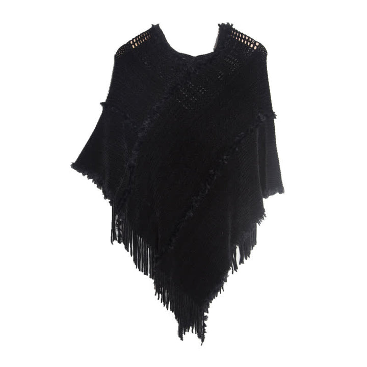 Cardigan châle à franges en chameau Olivenorma - Noir - image 12