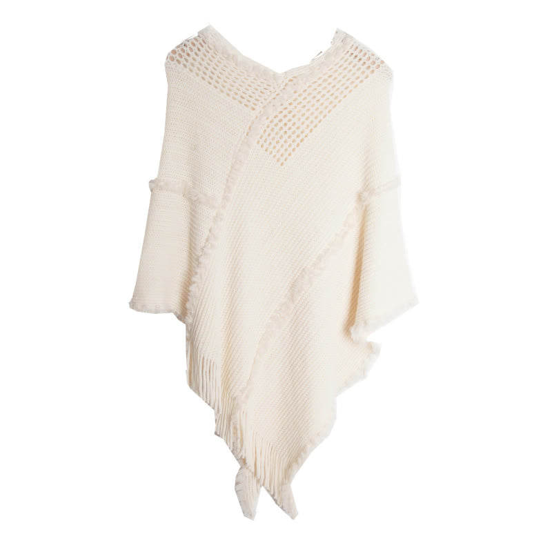 Cardigan châle à franges en chameau Olivenorma - Blanc - image 8