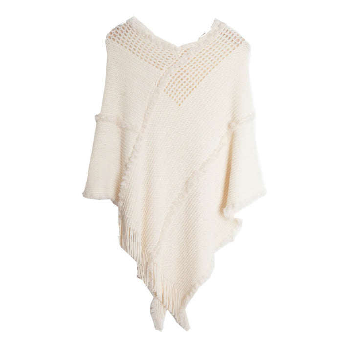 Cardigan châle à franges en chameau Olivenorma - Blanc - image 8