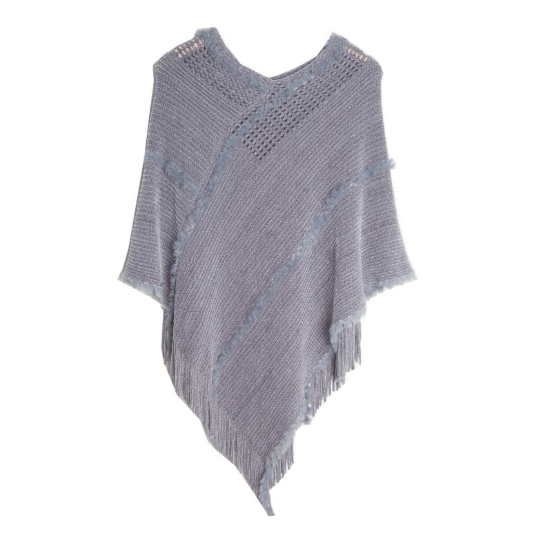 Cardigan châle à franges en chameau Olivenorma - Gris - image 10