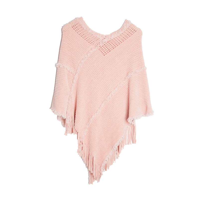 Cardigan châle à franges en chameau Olivenorma - Rose - image 9