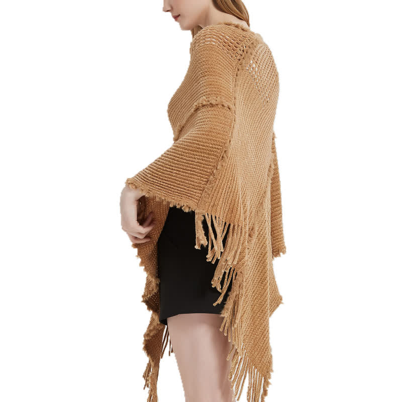 Cardigan châle à franges en chameau Olivenorma - image 3