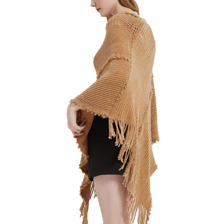 Cardigan châle à franges en chameau Olivenorma - image 3