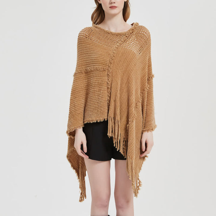 Cardigan châle à franges en chameau Olivenorma - image 7