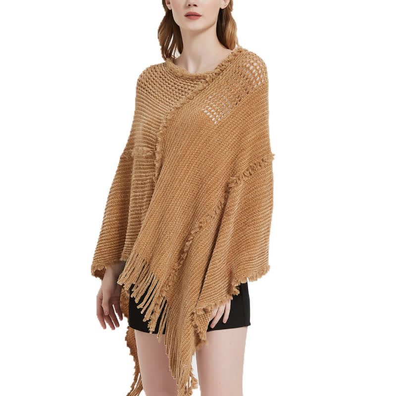 Cardigan châle à franges en chameau Olivenorma - image 2