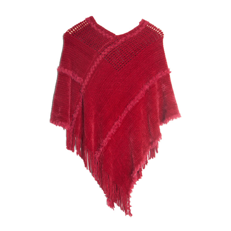 Cardigan châle à franges en chameau Olivenorma - Rouge - image 11