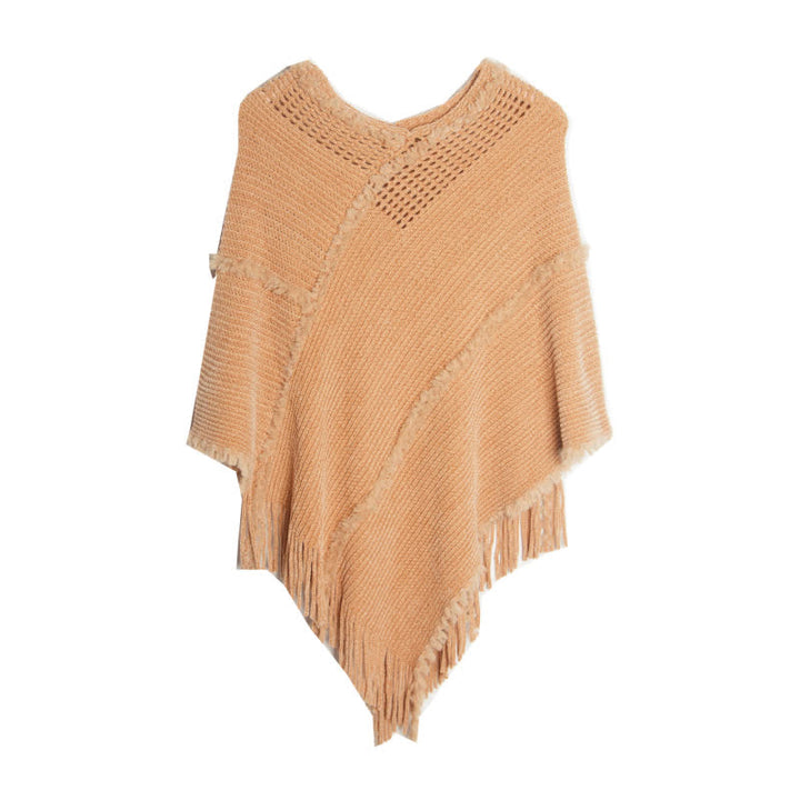 Cardigan châle à franges en chameau Olivenorma - Kaki - image 1