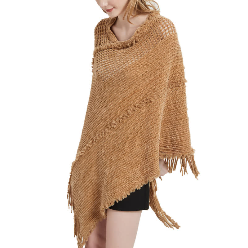 Cardigan châle à franges en chameau Olivenorma - image 4