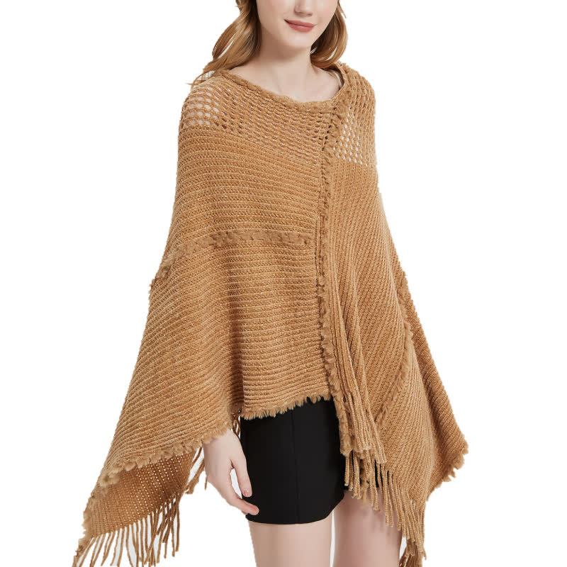 Cardigan châle à franges en chameau Olivenorma - image 0