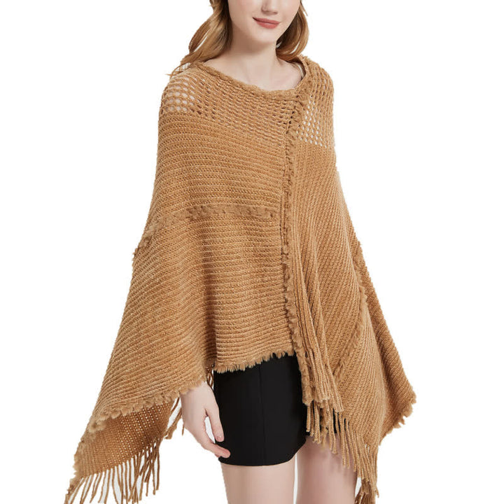 Cardigan châle à franges en chameau Olivenorma - image 0