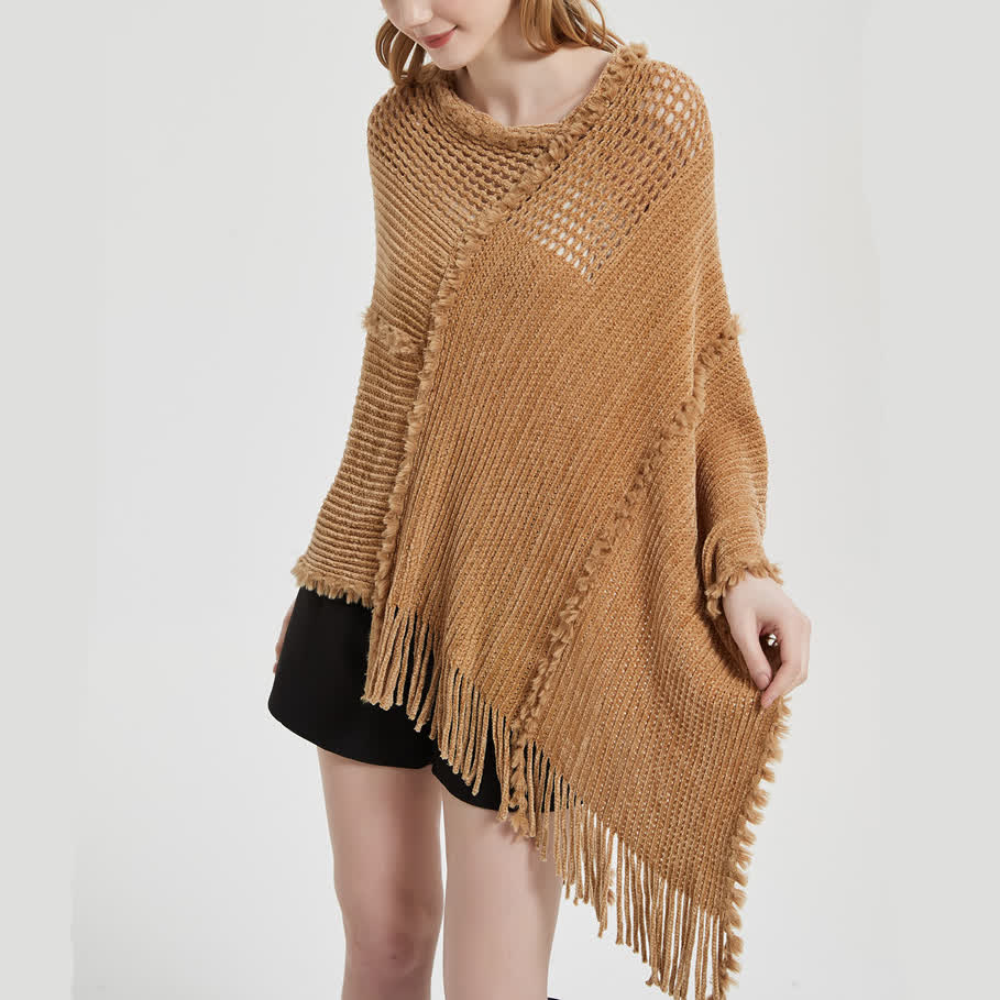 Cardigan châle à franges en chameau Olivenorma - image 6
