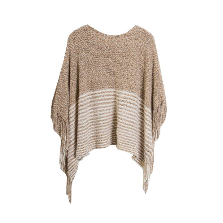 Châle en tricot rayé Olivenorma - Chameau - image 6