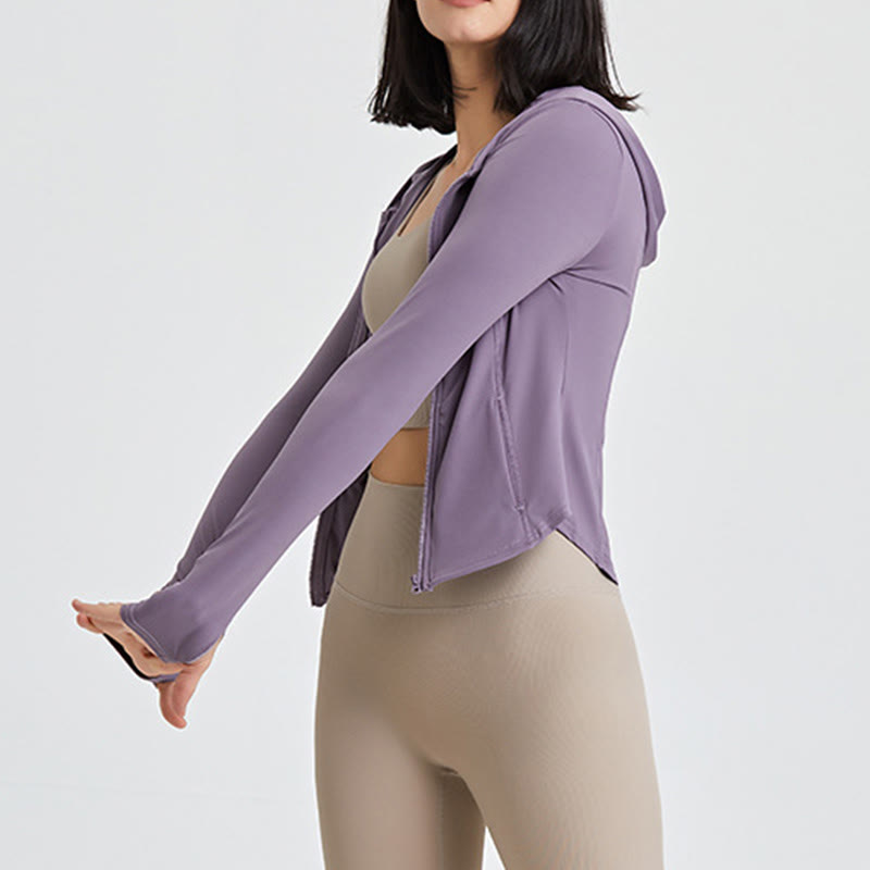 Olivenorma Hauts d'entraînement à manches longues Hauts de yoga zippés Veste à capuche - image 11