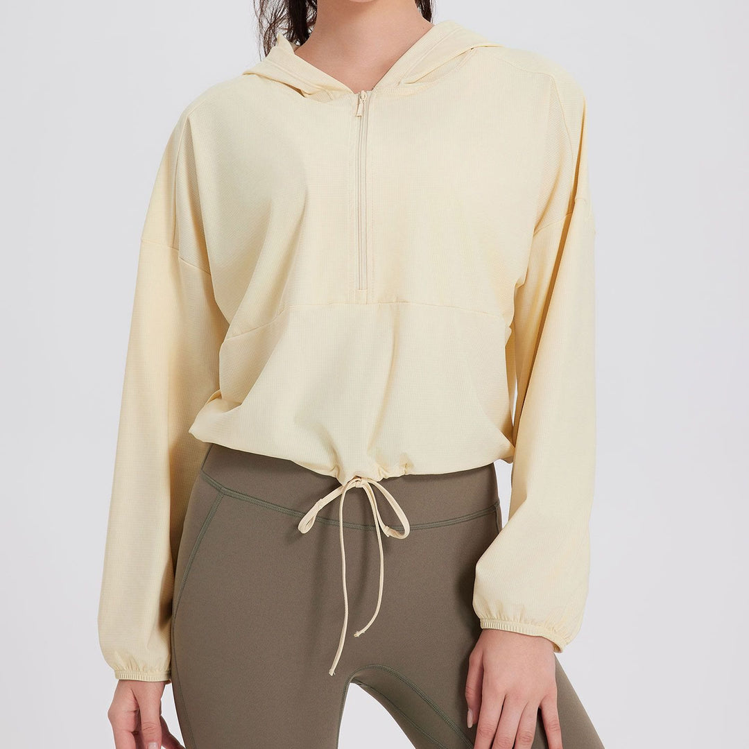 Sweats à capuche zippés et protection solaire Olivenorma pour femmes, hauts de sport, de yoga et d'entraînement - Jaune - XL - image 0