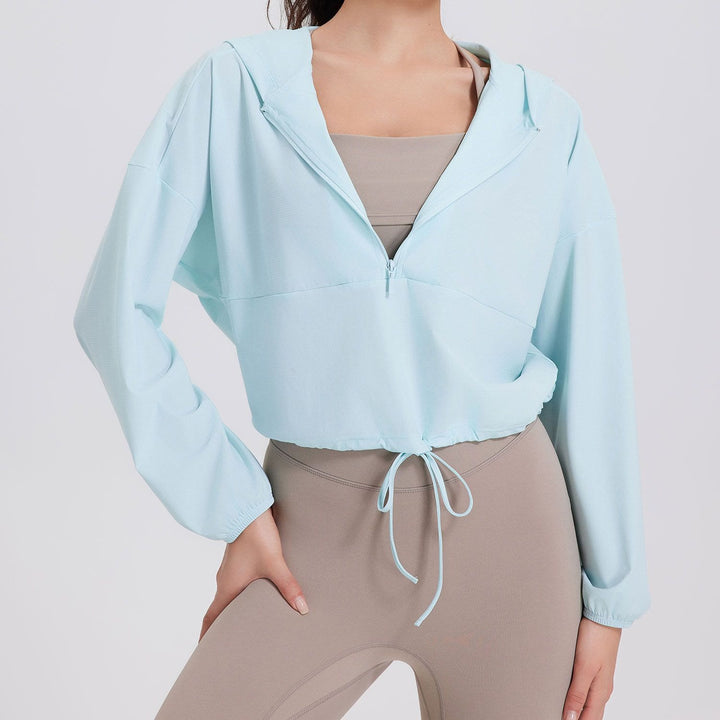 Sweats à capuche zippés et protection solaire Olivenorma pour femmes, hauts de sport, de yoga et d'entraînement - Bleu - XL - image 7