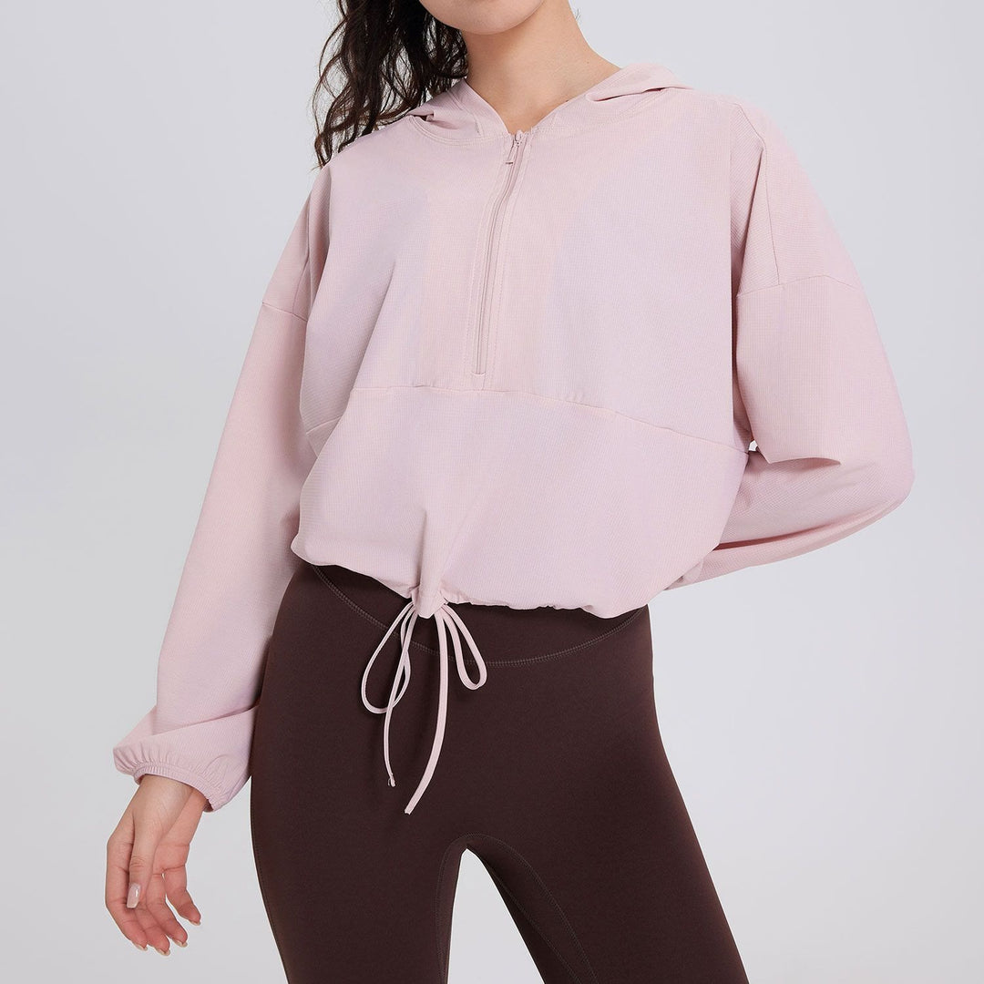 Sweats à capuche zippés et protection solaire Olivenorma pour femmes, hauts de sport, de yoga et d'entraînement - Rose - XL - image 11