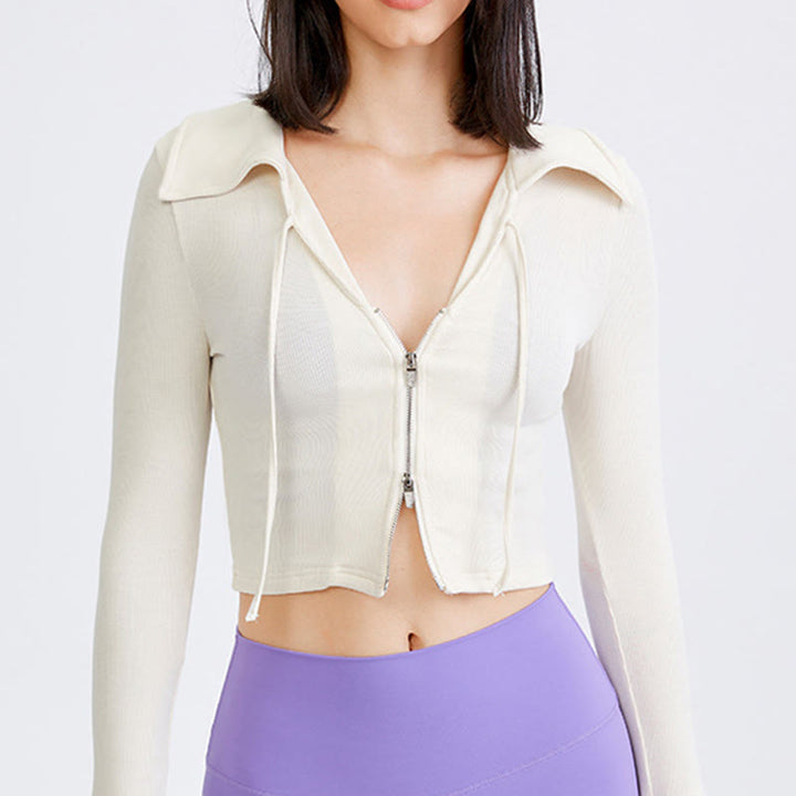 Olivenorma Veste de yoga légère à capuche pour femme, avec fermeture éclair et poches - Blanc - L - image 9