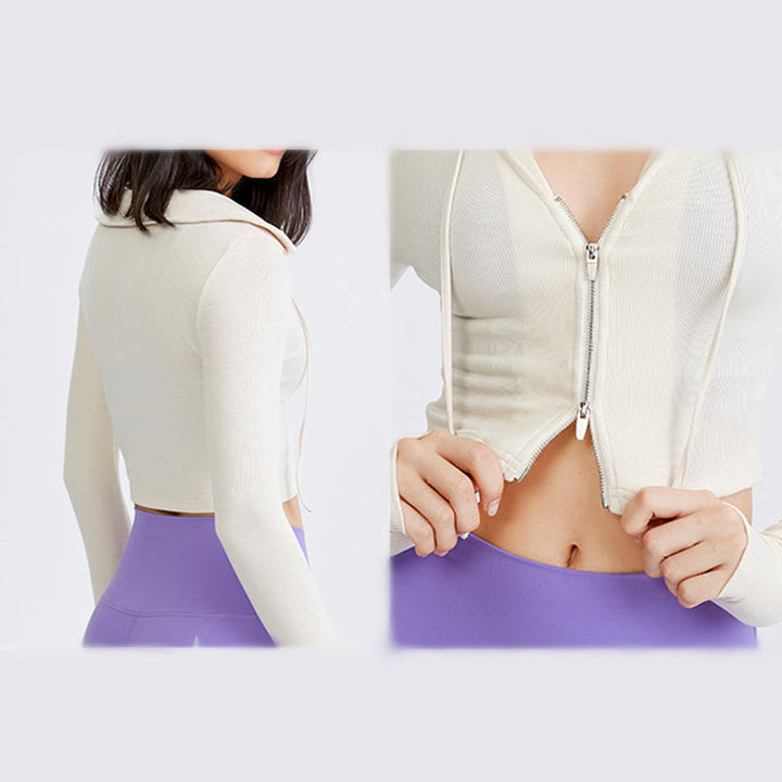 Olivenorma Veste de yoga légère à capuche pour femme, avec fermeture éclair et poches - image 10