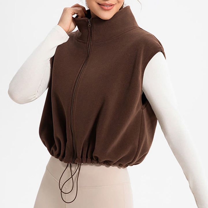 Olivenorma Veste de sport sans manches à fermeture éclair intégrale pour entraînement, yoga et sport - Café - L - image 11