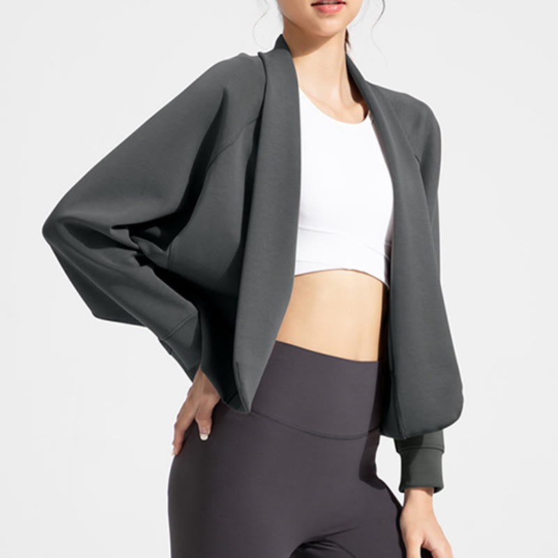 Olivenorma Veste à manches longues souple ouverte sur le devant Hauts de méditation et de yoga Cardigan - Gris - XL - image 8