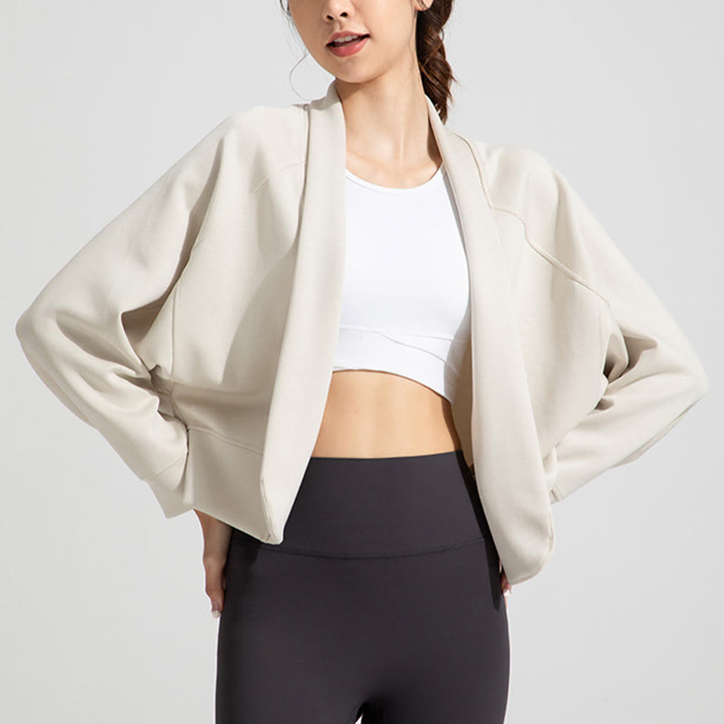Olivenorma Veste à manches longues souple ouverte sur le devant Hauts de méditation et de yoga Cardigan - Blanc - XL - image 4