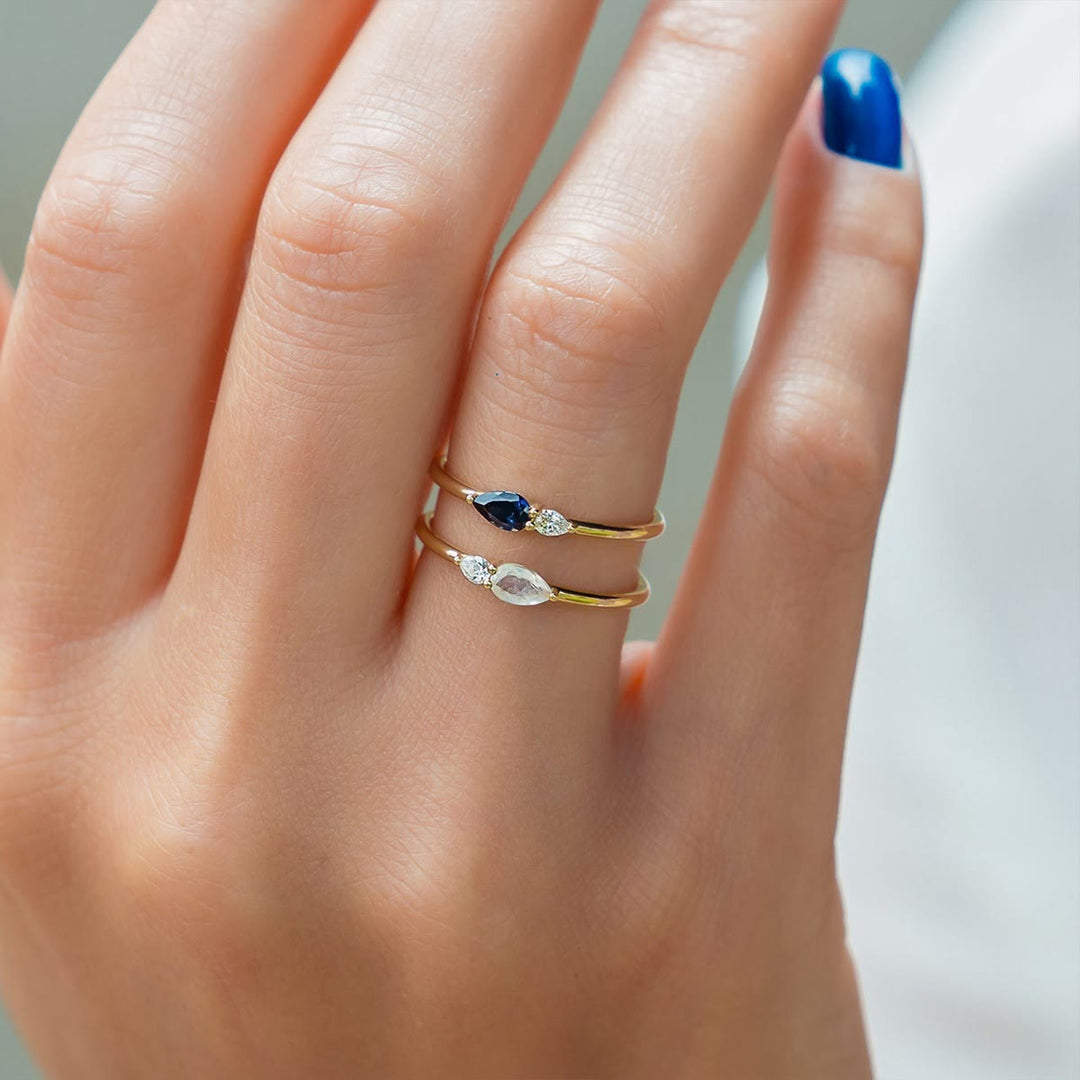 Bague en argent saphir sérénité Olivenorma « Blue Horizon » - image 1