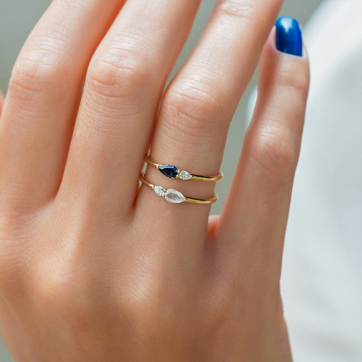 Bague en argent saphir sérénité Olivenorma « Blue Horizon » - image 1