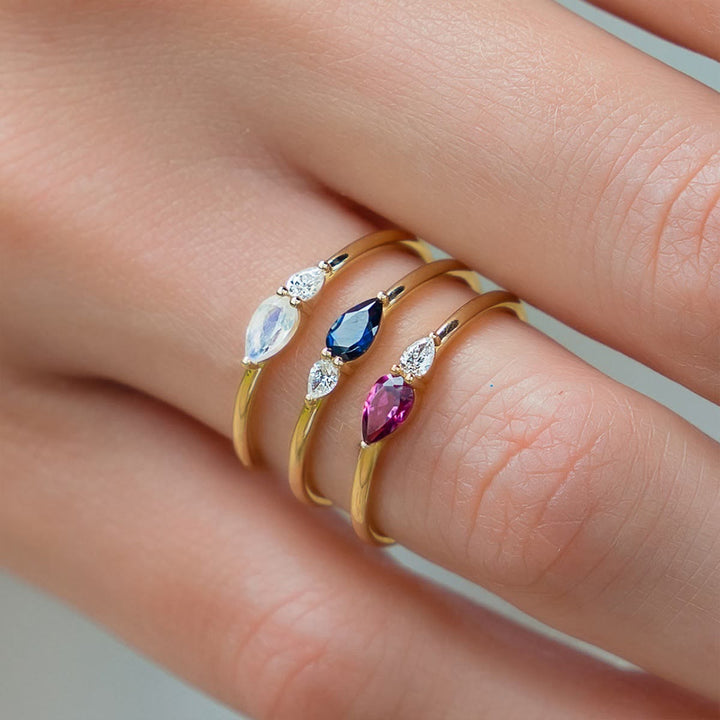 Bague en argent saphir sérénité Olivenorma « Blue Horizon » - image 3