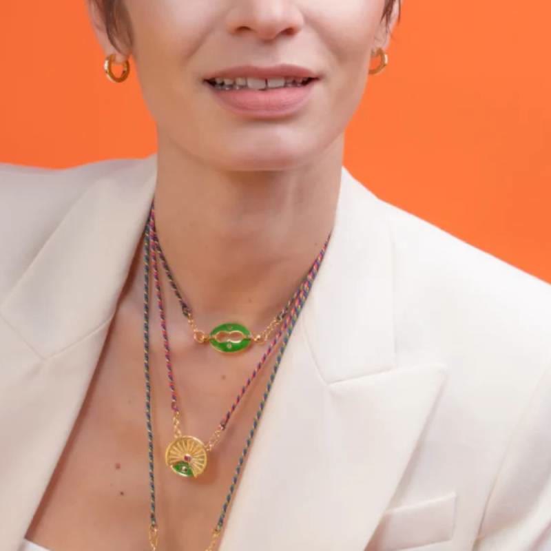 Collier porte-bonheur rotatif Olivenorma avec pendentif tribal en corde tressée - image 2
