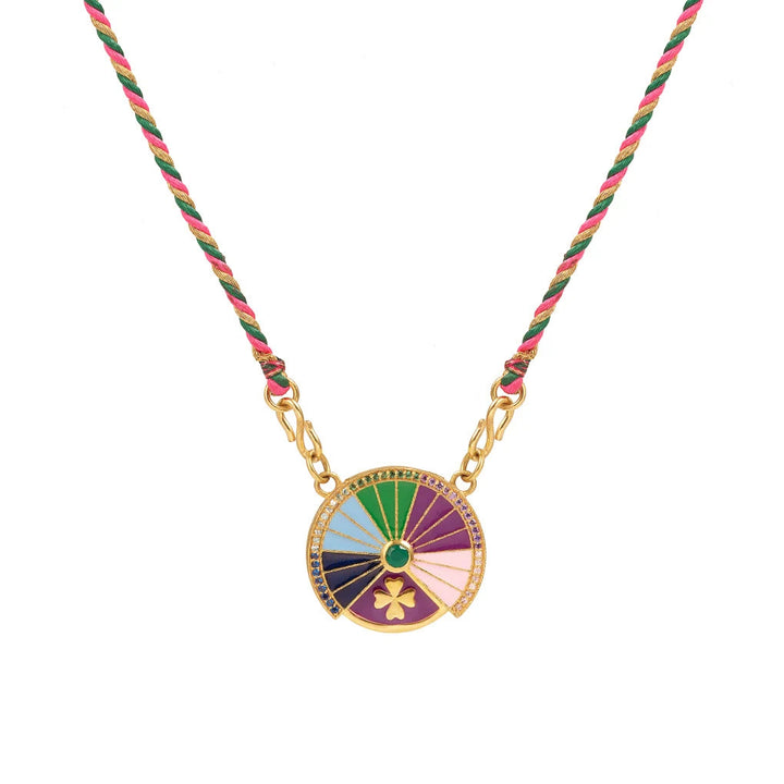 Collier porte-bonheur rotatif Olivenorma avec pendentif tribal en corde tressée - Trèfle - image 5