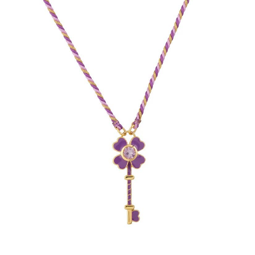 Collier en corde tressée avec breloque tribale Olivenorma , main de Hamsa et mauvais œil, pour tarot - Clé à clous violette - image 10