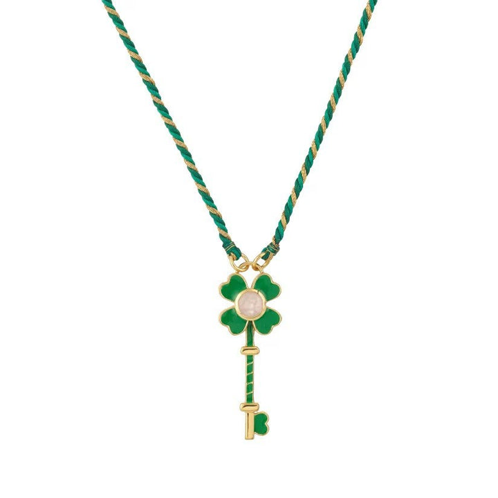 Collier en corde tressée avec breloque tribale Olivenorma , main de Hamsa et mauvais œil, pour tarot - Clé à oeillet verte - image 11