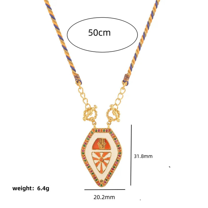 Collier en corde tressée avec breloque tribale Olivenorma , main de Hamsa et mauvais œil, pour tarot - image 7