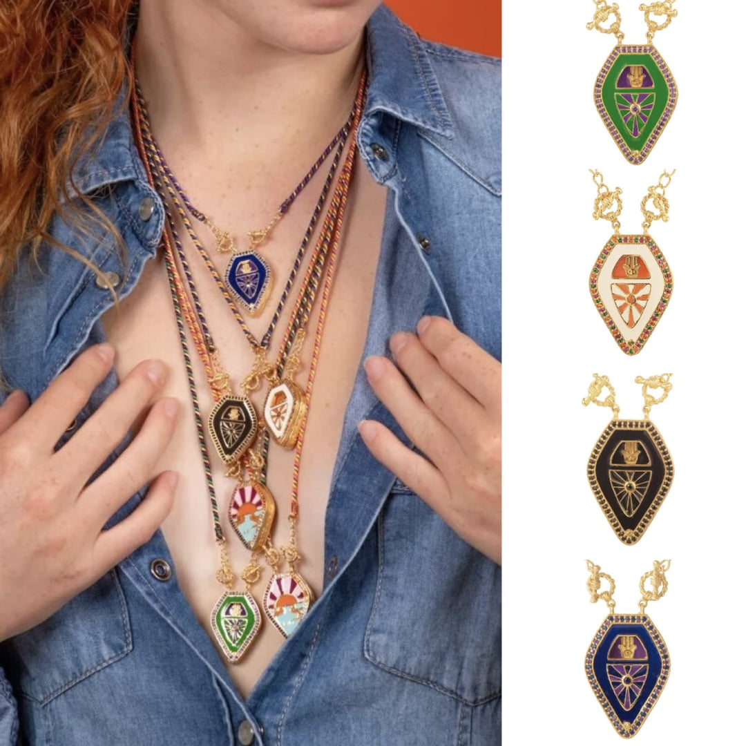Collier en corde tressée avec breloque tribale Olivenorma , main de Hamsa et mauvais œil, pour tarot - image 0