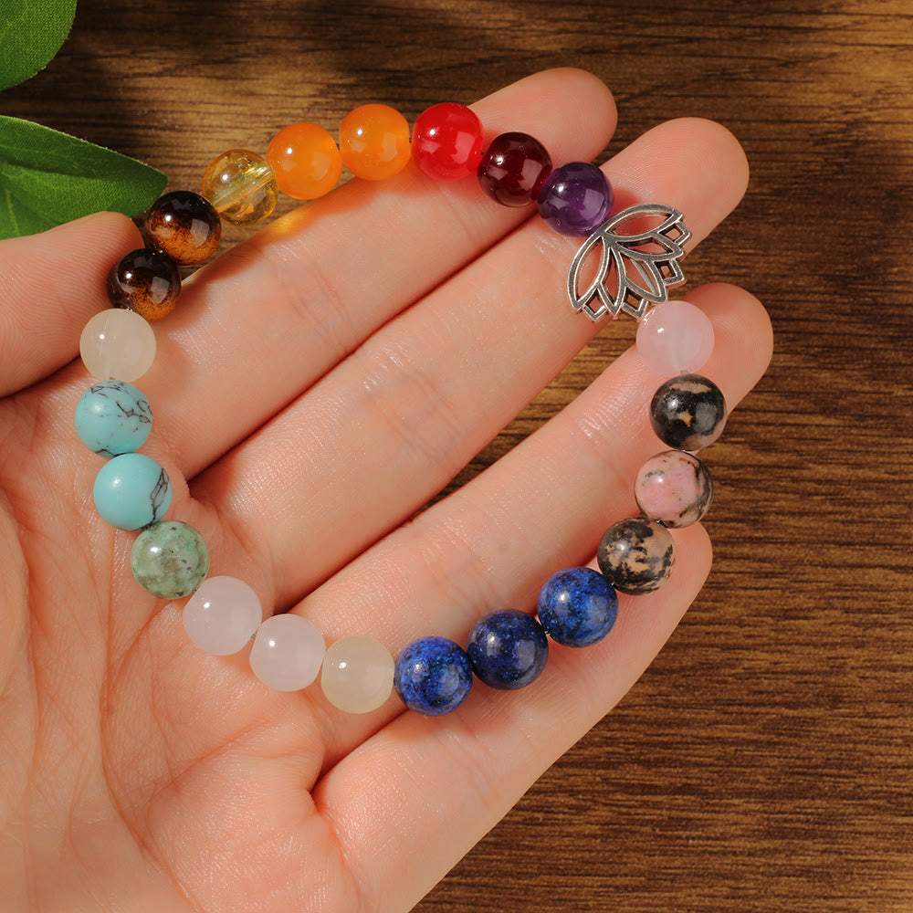 Bracelet de pierres précieuses de guérison Olivenorma 7 Chakra Lotus méditation - image 2
