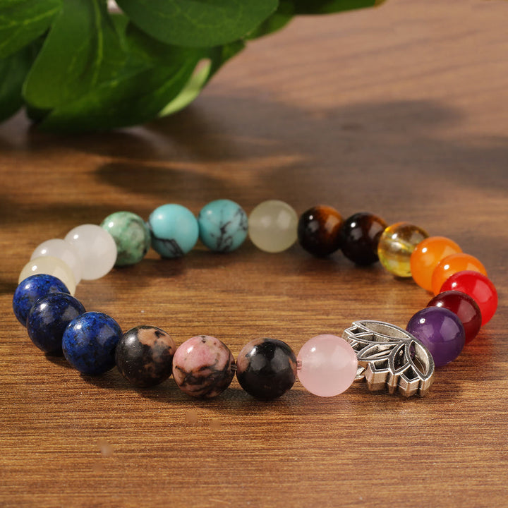 Bracelet de pierres précieuses de guérison Olivenorma 7 Chakra Lotus méditation - image 3