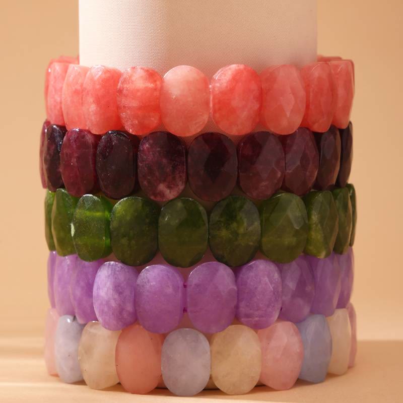 Bracelet extensible Olivenorma en pierres précieuses naturelles, perles ovales à facettes de 14 mm - image 27