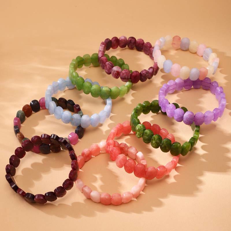 Bracelet extensible Olivenorma en pierres précieuses naturelles, perles ovales à facettes de 14 mm - image 26