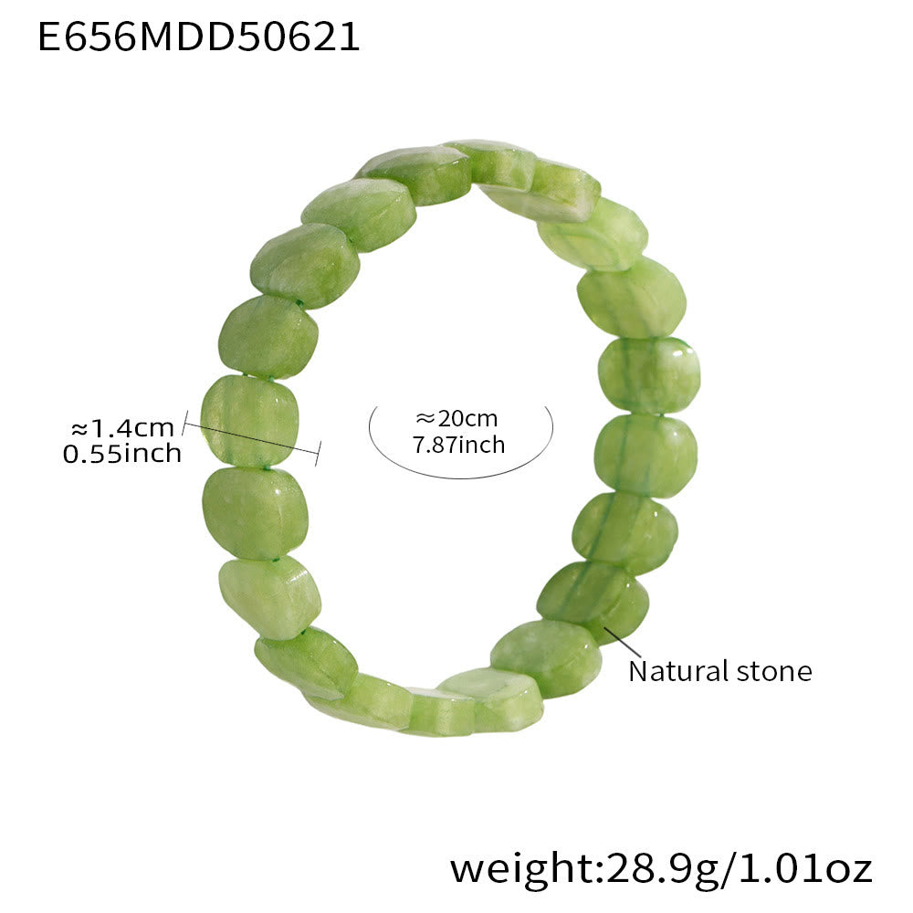 Bracelet extensible Olivenorma en pierres précieuses naturelles, perles ovales à facettes de 14 mm - Péridot - image 7