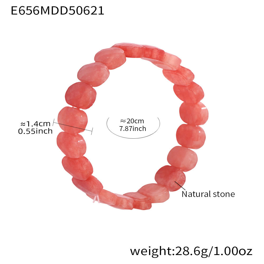 Bracelet extensible Olivenorma en pierres précieuses naturelles, perles ovales à facettes de 14 mm - Quartz rouge fondant - image 16